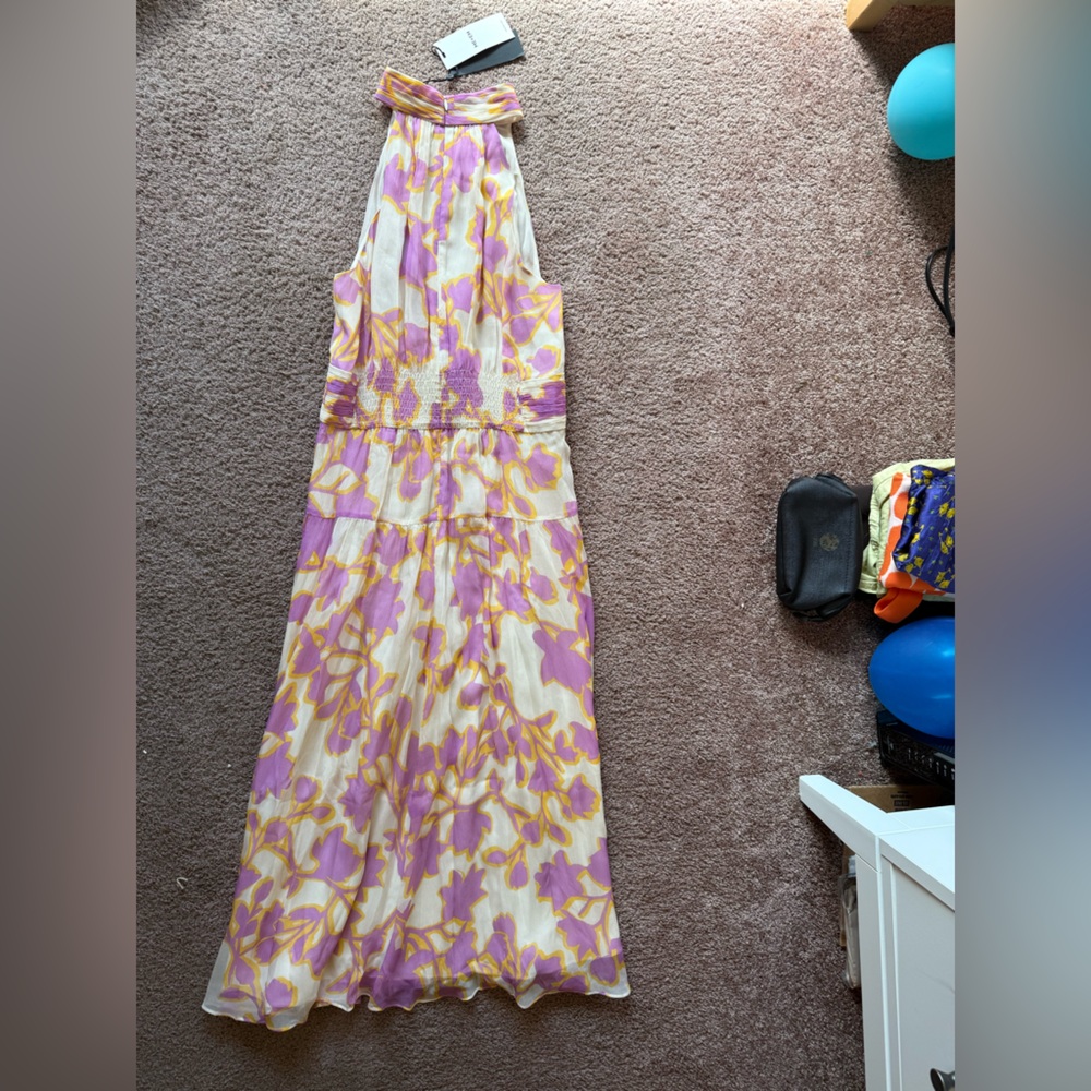 ME+EM Pink and Cream Floral Halter Midi Dress New with Tags - Picture 5 of 8